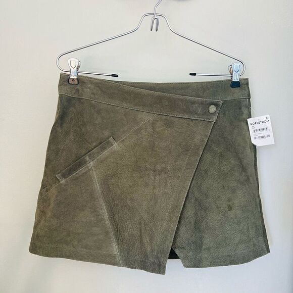 BLANK NYC Snap Front Suede Wrap Skirt, Sage Green, 28 Waist, Small/Medium, NWT - Picture 8 of 14